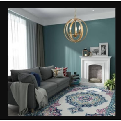 LNC Theophanis 3-Light Small Gold Chandelier NEW light hanging sphere globe