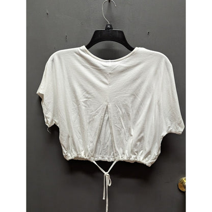 Topshop Women's White Short-Sleeve Cropped Tie-Back Top NWT Size 8 Medium
