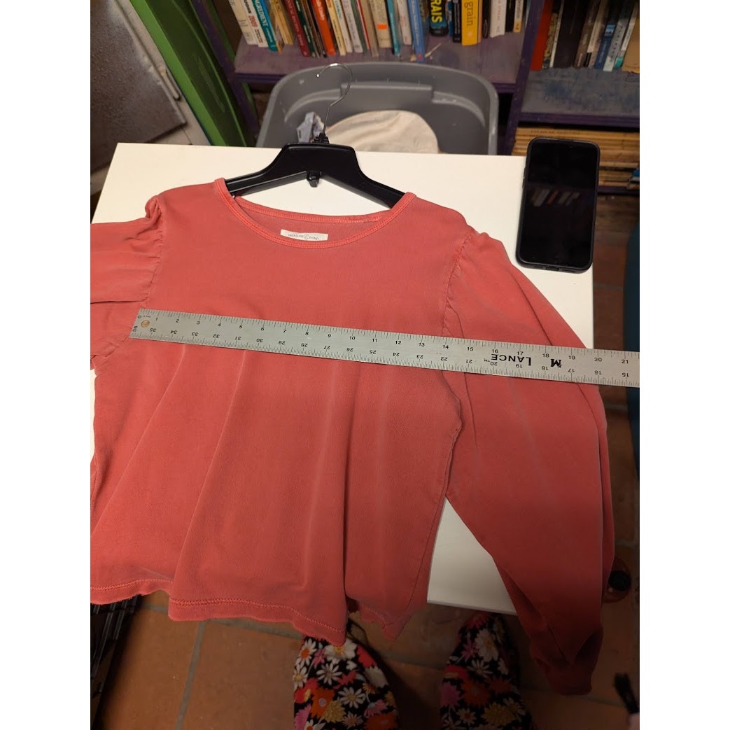 Treasure Bond Size XL (14-16) youth girls cotton long sleeve top Red weathered