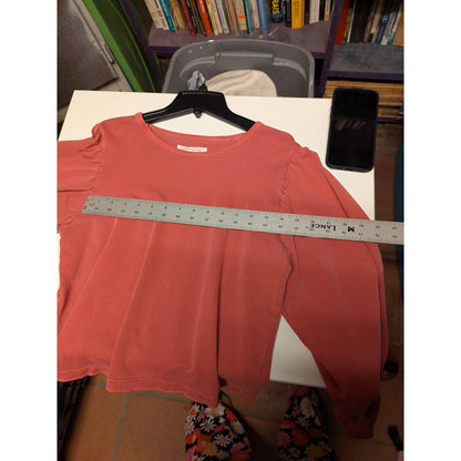 Treasure Bond Size XL (14-16) youth girls cotton long sleeve top Red weathered