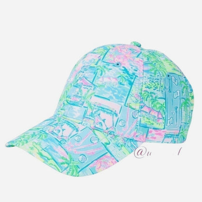 Lilly Pulitzer Run Around Hat Honda Classic NWT Travel Gold Outdoor Ball Cap