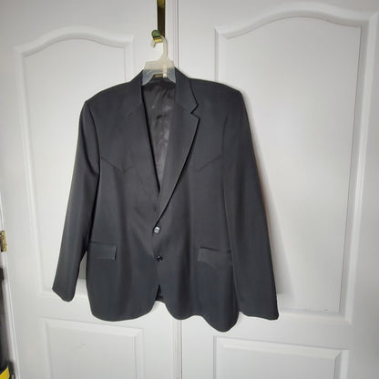 Circle S Black Western Cowboy Blazer Sport Coat with Pointed Yoke Details 52L