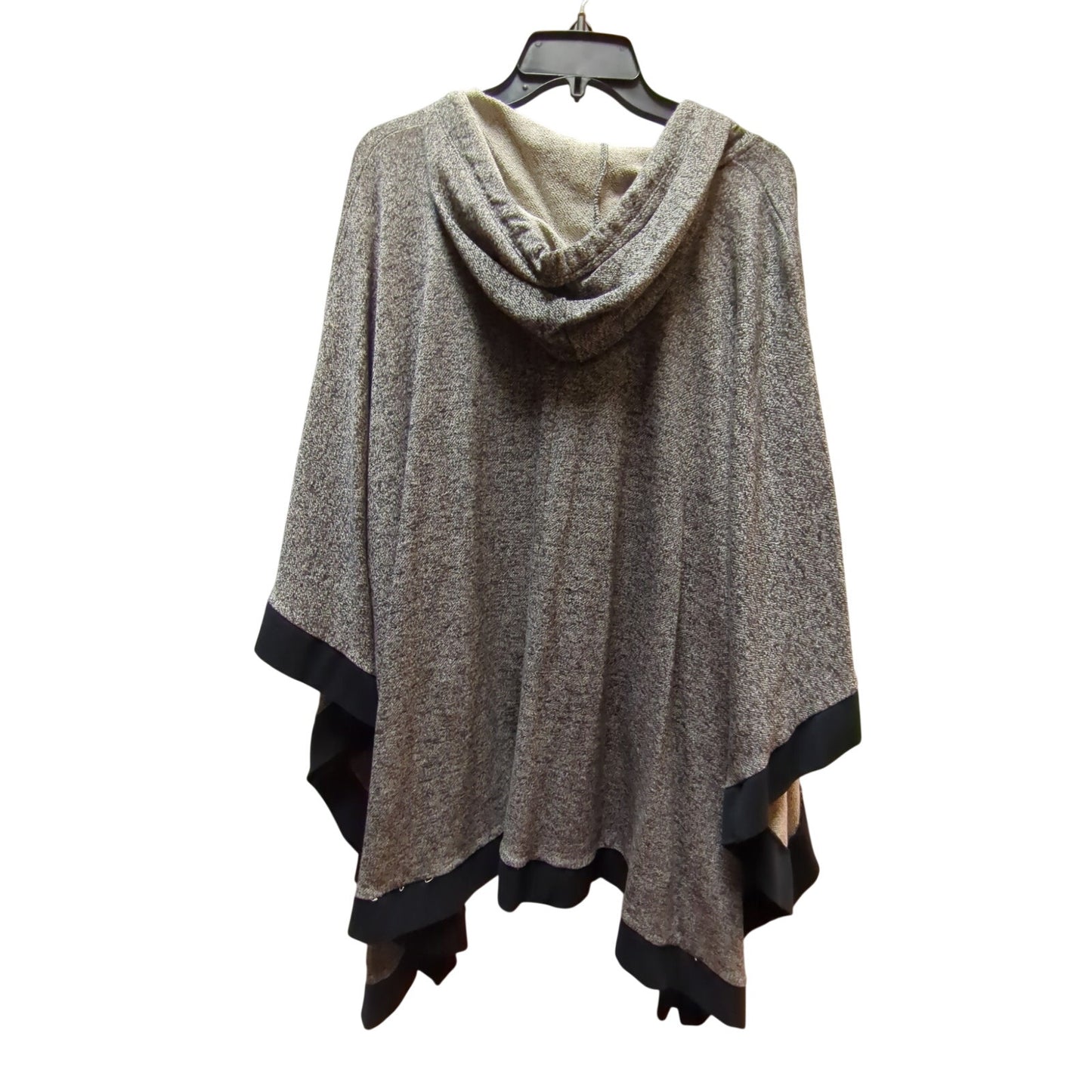 Roaman's Hooded Knit Poncho Cape Cardigan Grey Marled Gorpcore Athleisure M/L