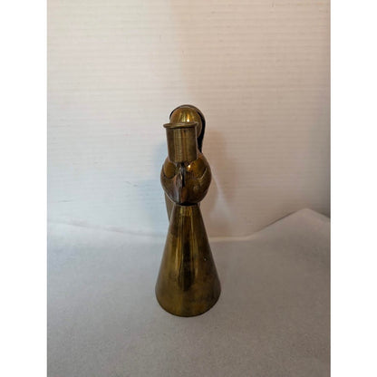 Vintage Brass Mexican Angel Candle Holder - Handcrafted Mid-Century Folk Art