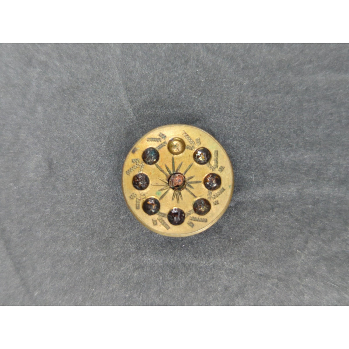 LOT b of 10 Antique Vintage Victorian Brass Mixed Materials Buttons ESTATE FIND