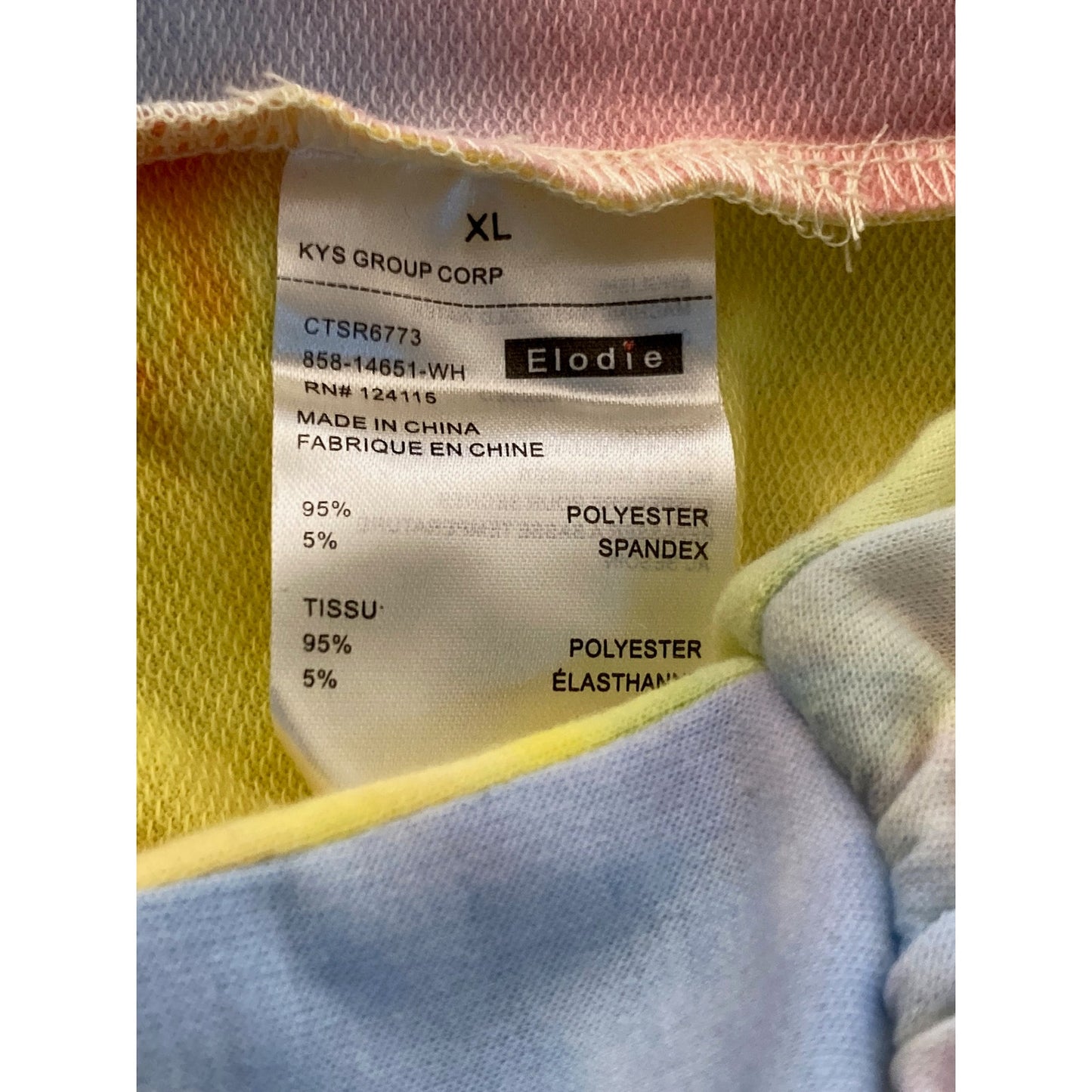 NWT Elodie Multi Pastel Tie Dye Crop Long Sleeve Sweatshirt Sx XL/Extra Large