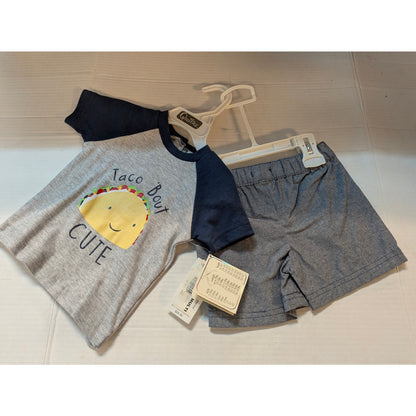 Quiltex Toddler Boys Taco Bout Cute Raglan T-Shirt & Shorts Set 12M