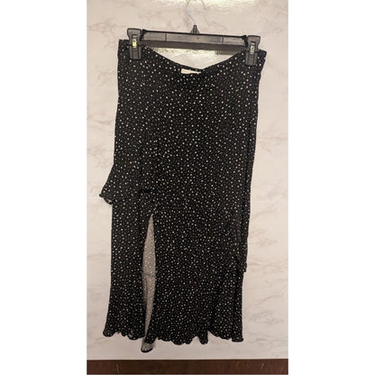 NEW Socialite Black White Polka Dot Skirt Ruffle Size Large Casual Career Ruffle