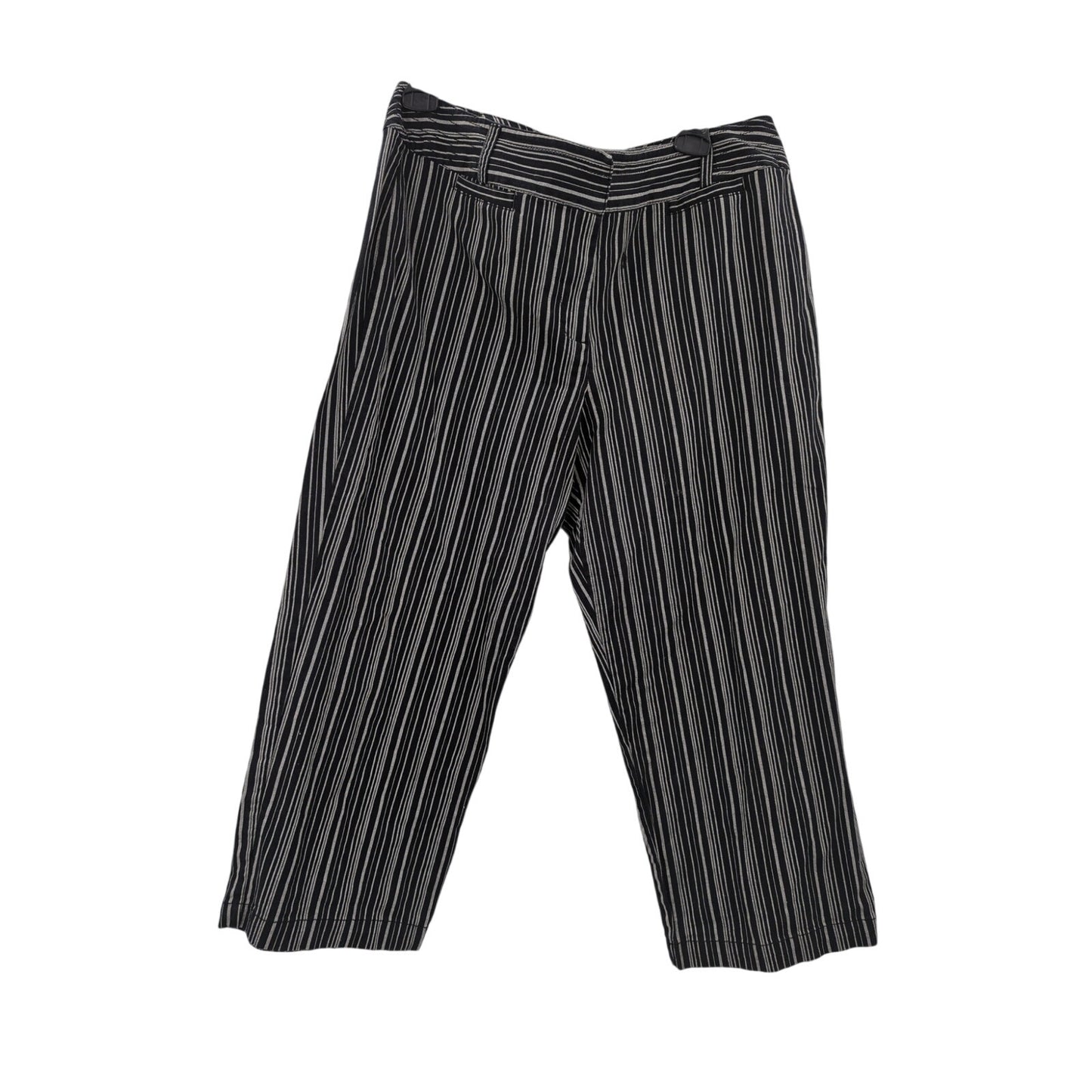 Westbound Women's Black and White Striped Capri Pedal Pusher Pants 16 Travel