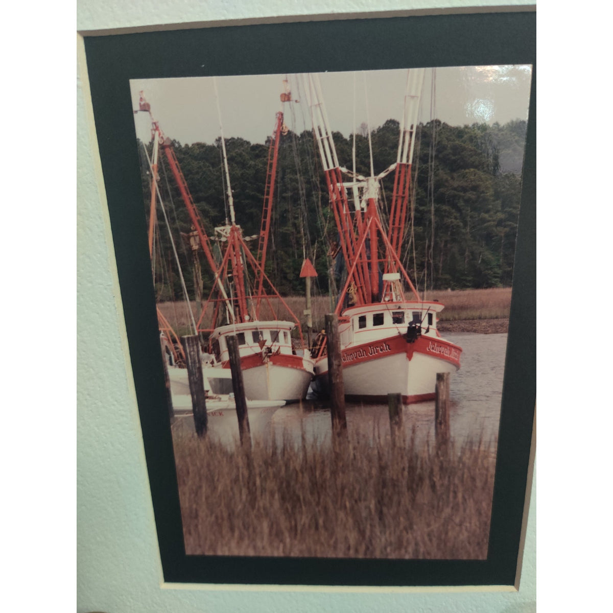 Original Docked Shrimp Boats Coastal Photograph Signed Dan Evans 1993