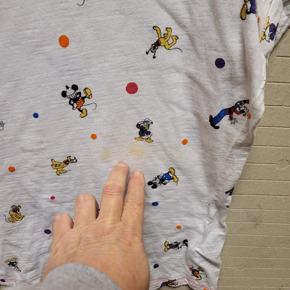 Disney Parks Size Large T-Shirt All characters Short Sleeve White Rolled Hem