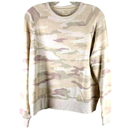 NWT Thread & Supply Blush Camo Print Crew Neck Pullover Sweatshirt Sz Large