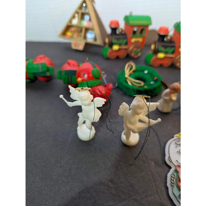 holiday Vintag lot of ornaments Snoopy, trains, angels, charlie brown