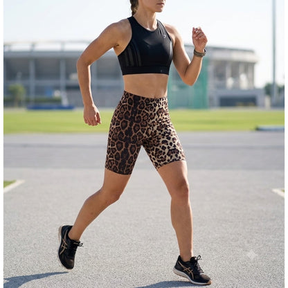 BP. Classic Bike Shorts In Tan/Brown Leopard Animal Print Size small gym workout