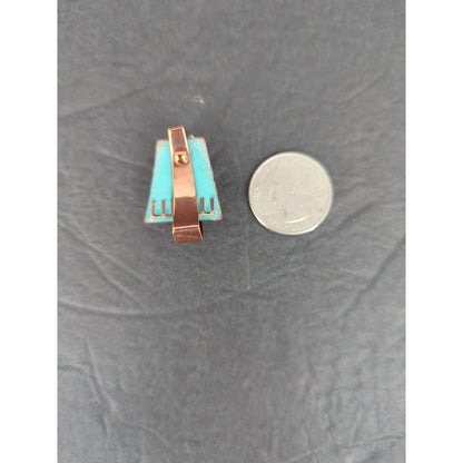 Vintage Matisse Renoir Light Blue Copper Enamel Clip On Earrings Mid Century
