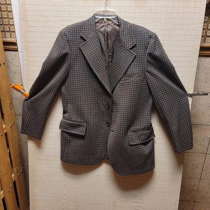 La Mar Mens polyester vintage jacket blazer coat brown blue 1970s Large 2 button