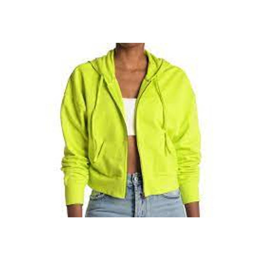 NWT Abound Crop Full Zip Long Sleeve Knit Hoodie in Green Prairie xl EXTRALARGE