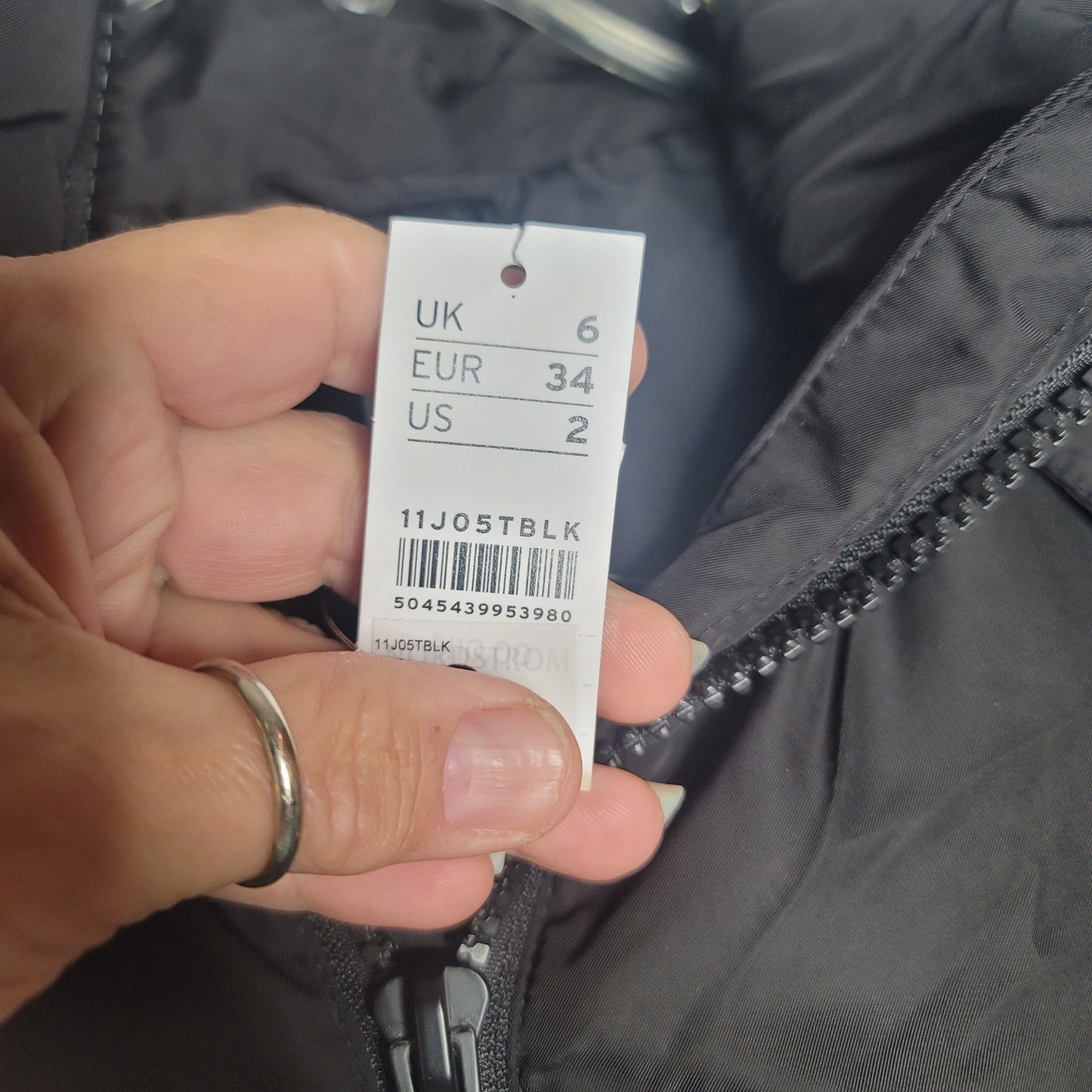 NWT Topshop Padded Puffer Jacket Womens Size 2 BLACK Full Zip Drawstring XS