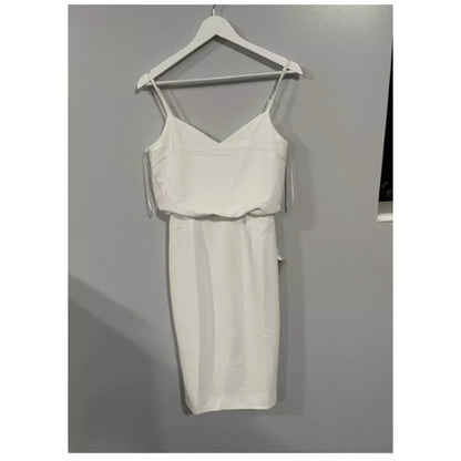 Dress The Population Small White Alondra Blouson Sheath Dress Cocktail Wedding