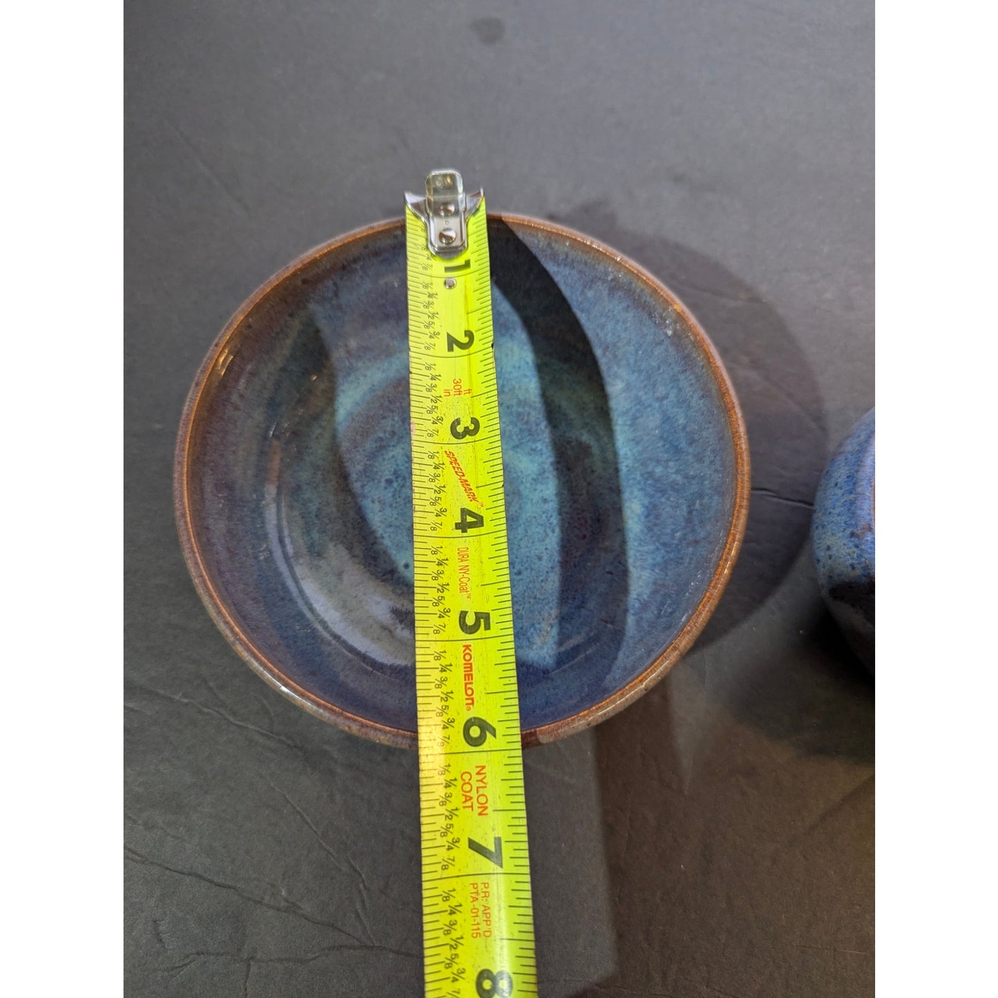 Studio Pottery Signed JAM Blue Speckled Glazed Bowls Set of 2