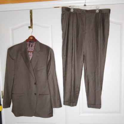 Vintage 80s Brooks Brothers 346 Stretch Pants W42 L31 Brown Cuffed Pant Pleated