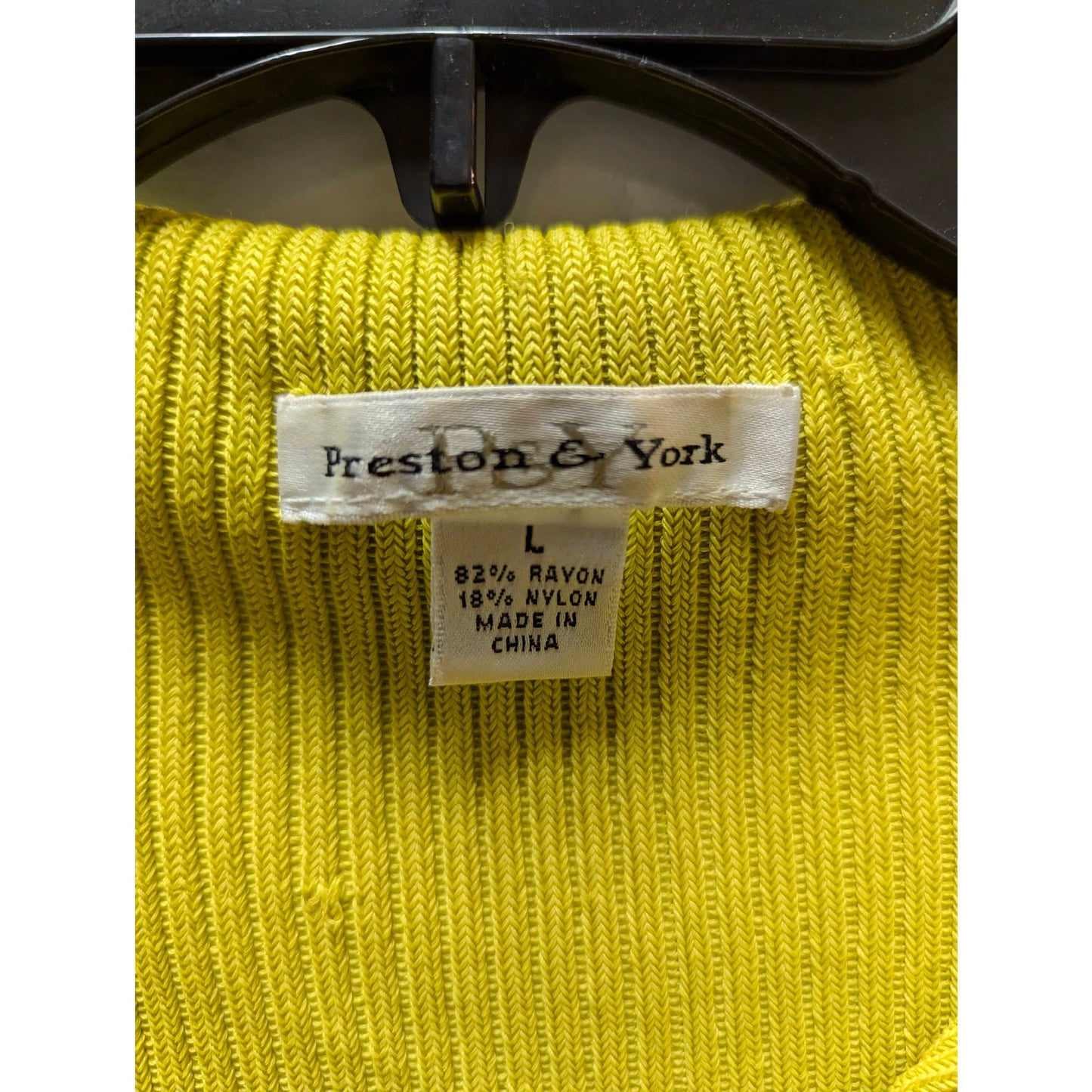 Preston York Chartreuse Ribbed Knit Sleeveless Top Collared V Neck Y2K Preppy
