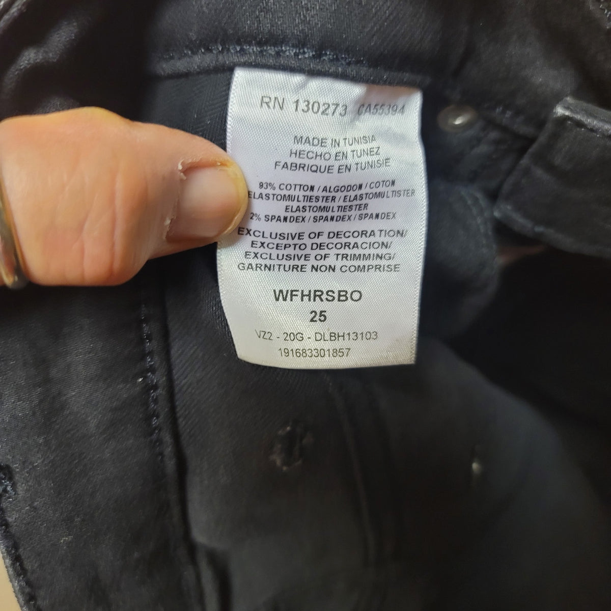 Wrangler Pants black ankle stretch faux leather 25" Waist deep dye $118