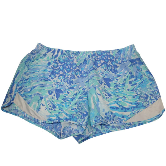 Lilly Pulitzer LUXLETIC Large ocean trail shorts Jogging Athletic blue running