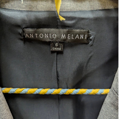Antonio Melani Grey Tailored Blazer Pick Stitch Professional Workwear Size 6