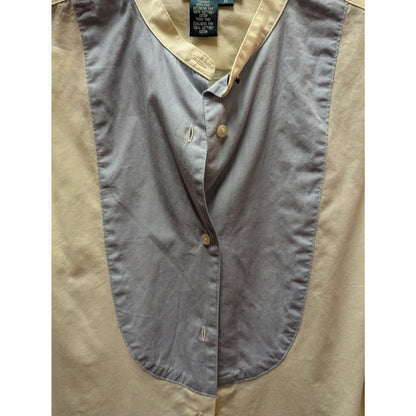 Lauren Ralph Lauren Yellow Tuxedo Shirt Striped Blue Bib NWT Cotton Blouse