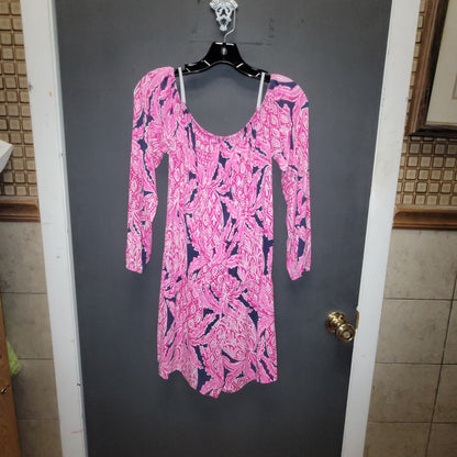 Lilly Pulitzer Size Small Romper Pink Navy Blue coco safari pineapple print