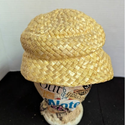 Vintage 50s Jacki Golden Cellulose Straw Bubble Cloche Hat Mod Yellow