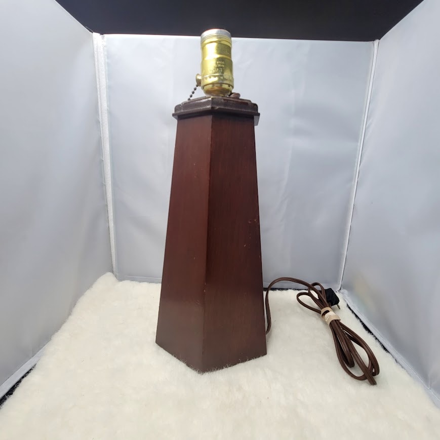 MCM Walnut Hexagonal Solid Wood vintage table lamp Pillar Column