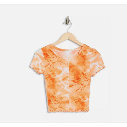 Abound Tie Dye Button Front Top In Rust Amber Size XS NEW SHORT sleeve casual
