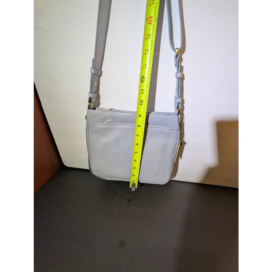 Fossil Preston Small Expandable Crossbody Bag Pastel Blue Leather NWT Travel