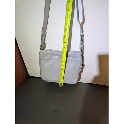 Fossil Preston Small Expandable Crossbody Bag Pastel Blue Leather NWT Travel
