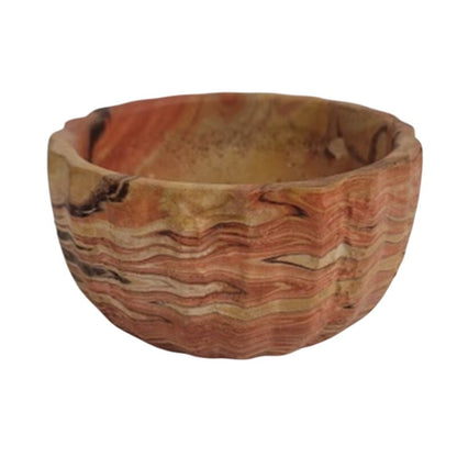 Small Sandstone bowl orange black 4.5" ribbed edge