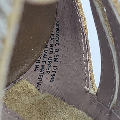 OTBT Size 8.5 Nomadic Leather Women Shoes Heels Back Zip Gold Cream Wedge Sandal