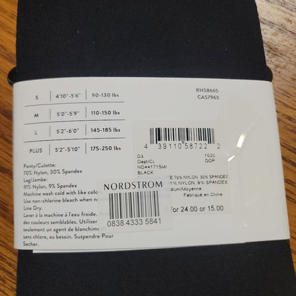NWT Nordstrom High-Rise Opaque Tight Black Control Top Luxury Hosiery MEDIUM