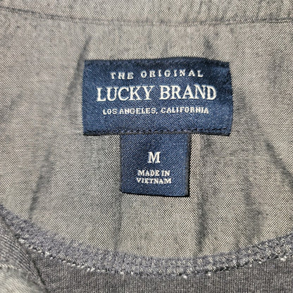 Lucky Brand Medium Heavyweight Grey Collared Henley Pullover Sweater Button
