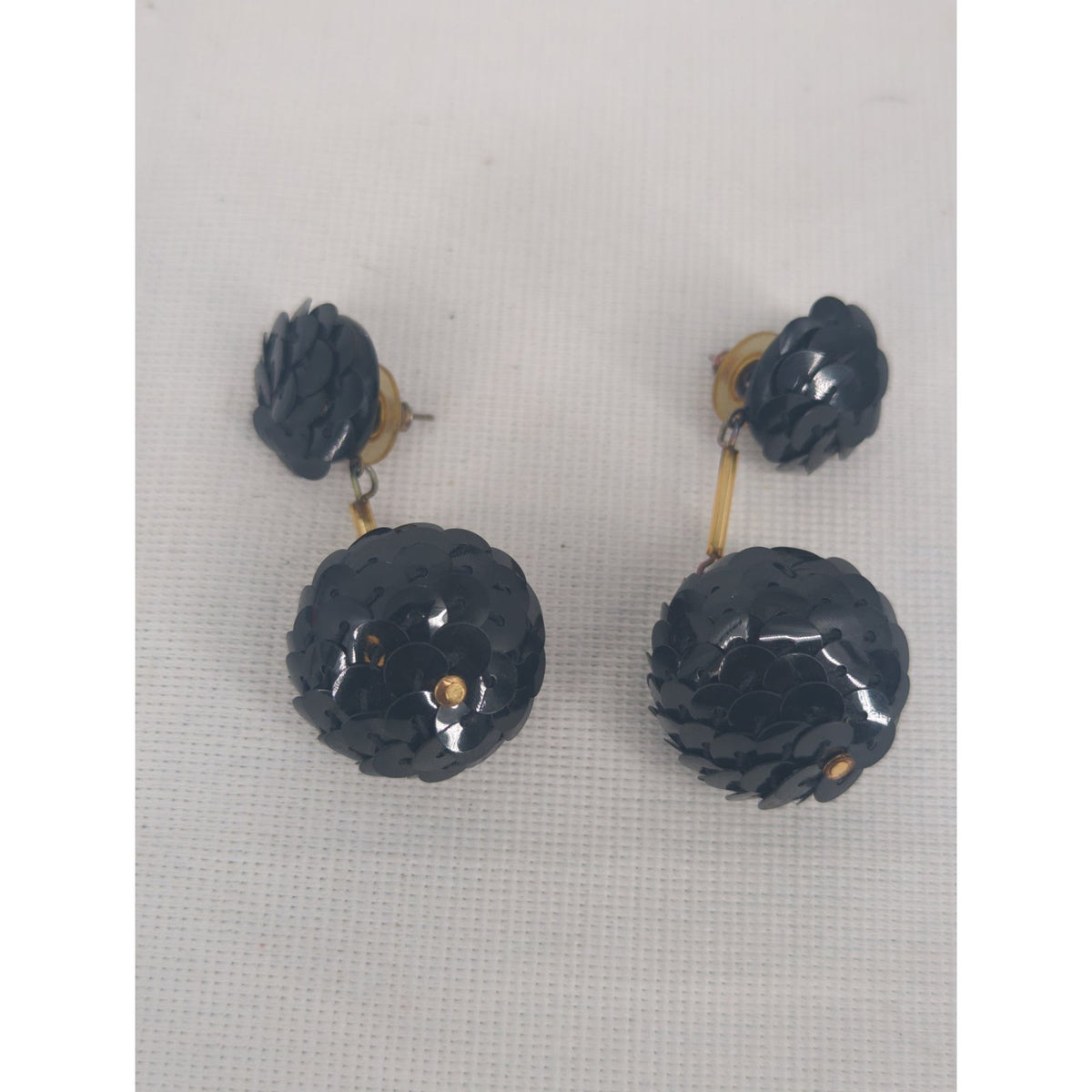Vintage Black Rose Faceted Ball Dangle Drop Earrings Retro Gothic Chic