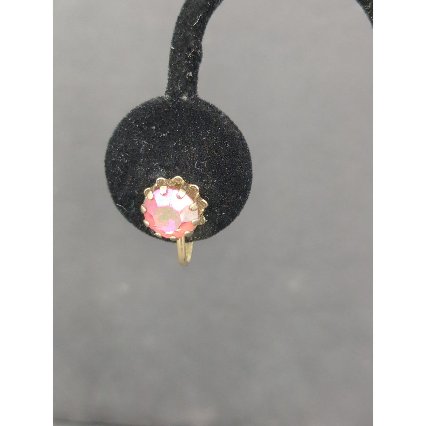 Vintage Iridescent Rhinestone Aurora Borealis Screw Back Clip Earrings