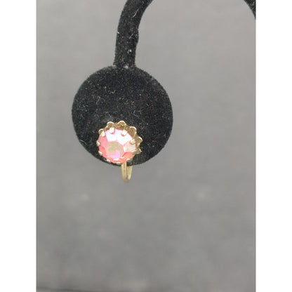 Vintage Iridescent Rhinestone Aurora Borealis Screw Back Clip Earrings