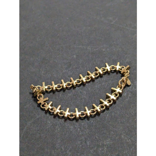 Funky Vintage Fashion Bracelet Premier Designs Cross goldtone Crosses