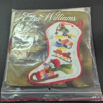 Vintage 1970s Elsa Williams Christmas Stocking Kit Carolers Crewel 00188 NOS