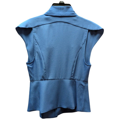 BCBGeneration Blue Double Breasted Peplum Top Sleeveless Shawl Collar Blouse