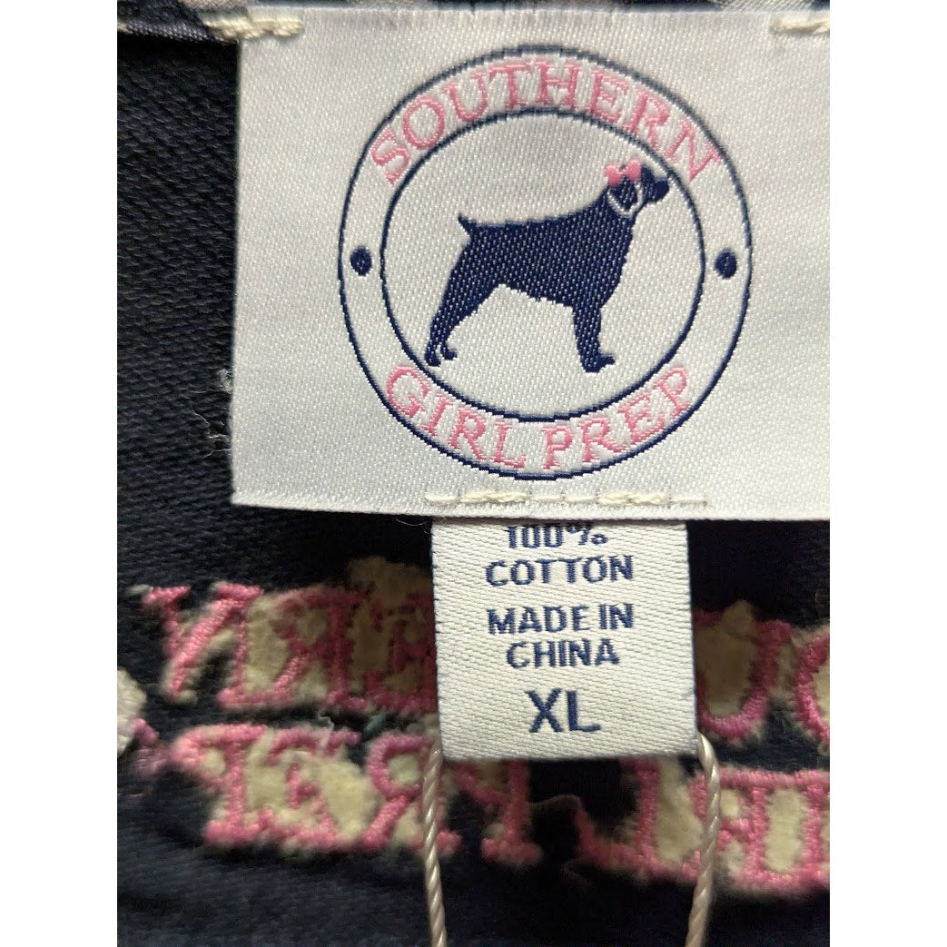 Southern Girl Prep NEW Sleeveless tank Shirt Cotton XL CASUAL dark blue plaid