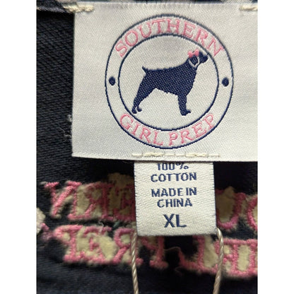 Southern Girl Prep NEW Sleeveless tank Shirt Cotton XL CASUAL dark blue plaid