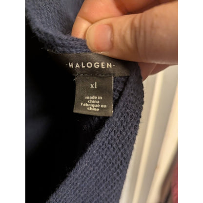 Halogen open faux wrap back sweater Knit Blue Size XL heavyweight long sleeve