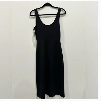 Leith Scoop Neck Midi Dress Black Size Small bodycon LBD sleeveless New cocktail
